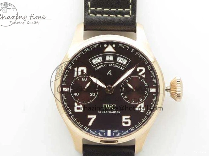 MIROTIME 0125 Popular Big Pilot Real PR IW502706 RG YLF 1:1 Best Edition Brown Dial On Calfskin Strap A 7223